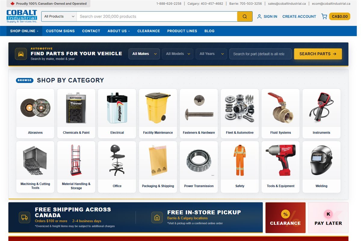 Cobalt Industrial website homepage