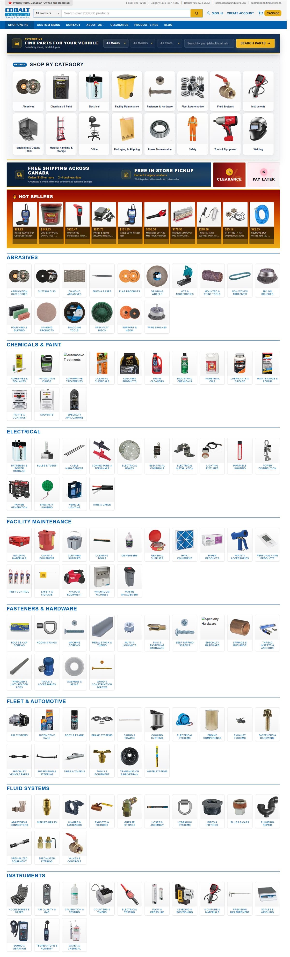 Full-page screenshot of the Cobalt Industrial website