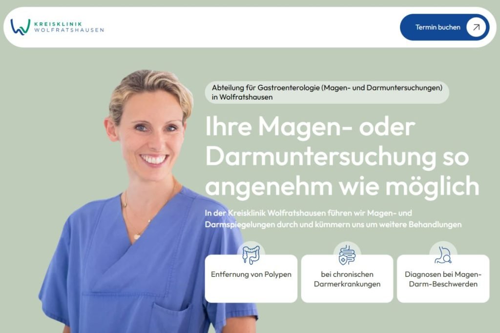 Screenshot of the Kreisklinik Wolfratshausen website