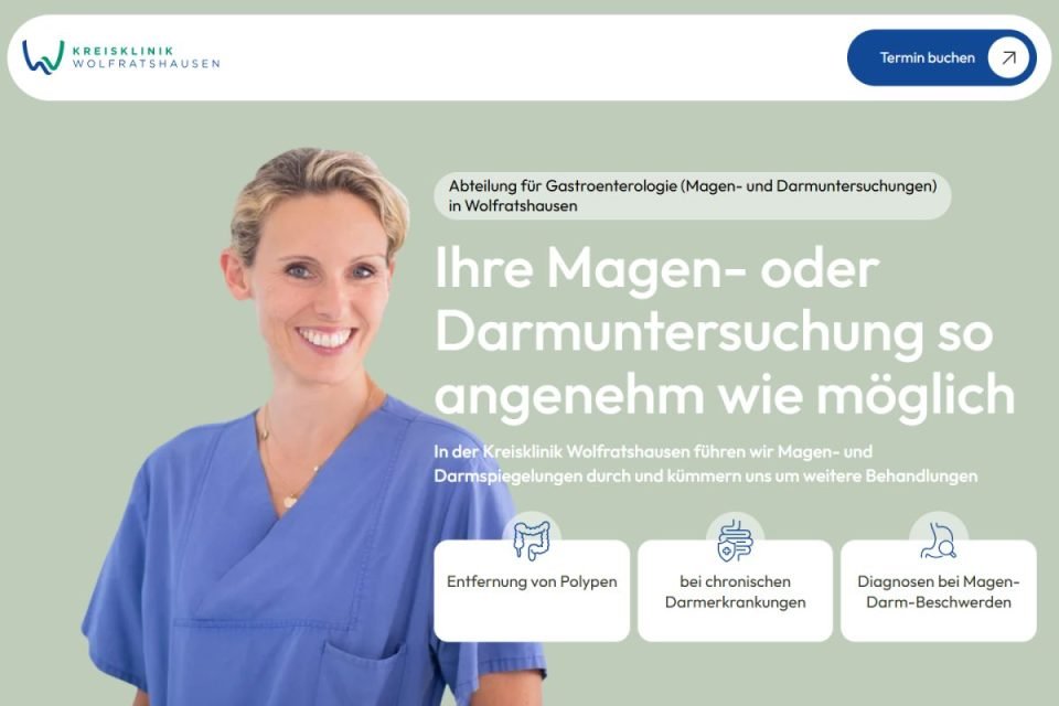 Screenshot of the Kreisklinik Wolfratshausen website