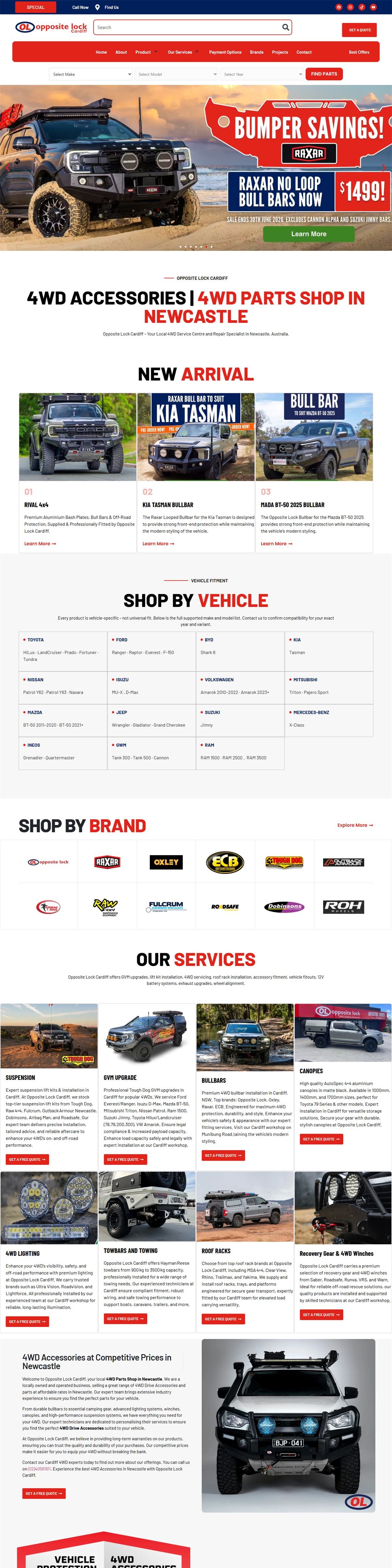 Full-page screenshot of the Opposite Lock Cardiff website