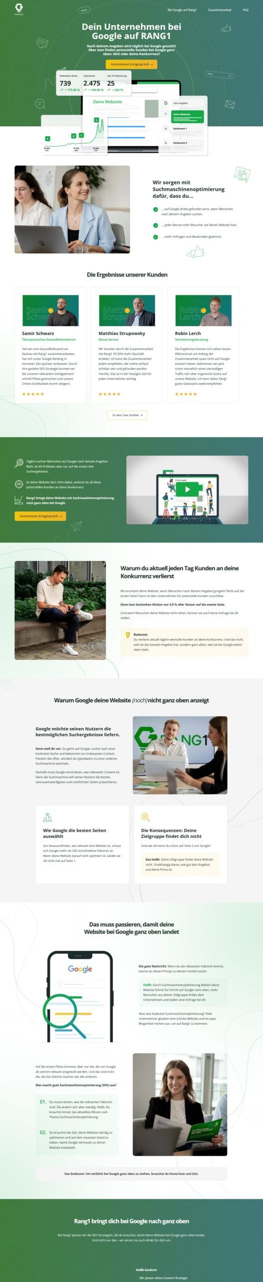 Full-page screenshot of the Rang1 website