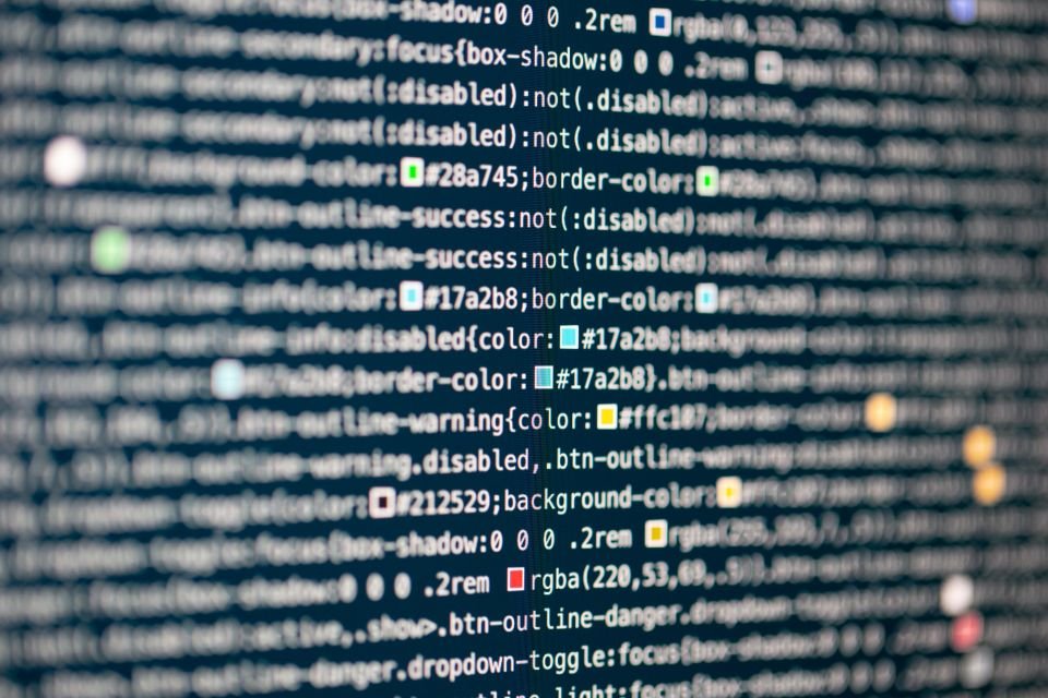Lines of code on a screen representing structured data markup