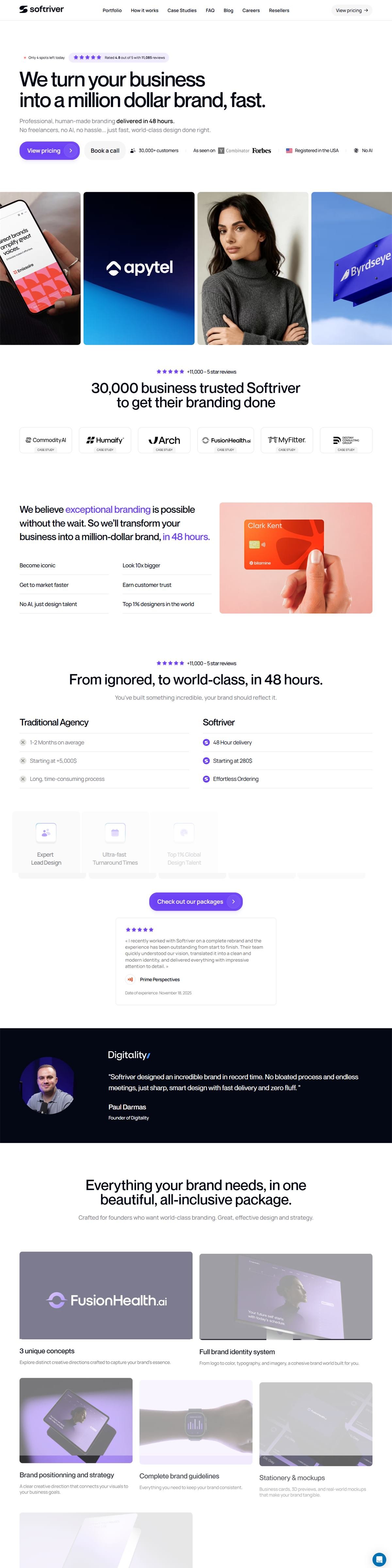 Full-page screenshot of the Soft River website